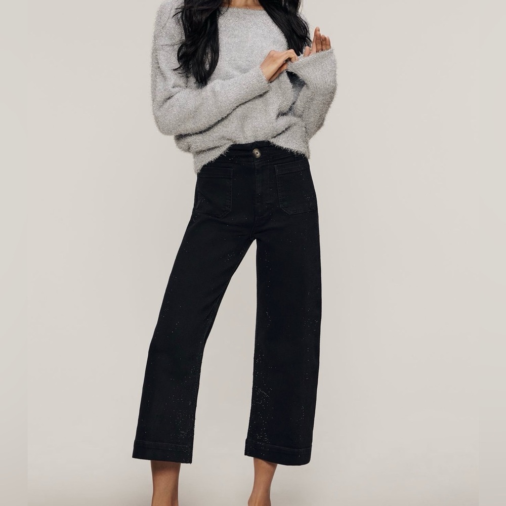 The Colette Sparkle Crop High-Rise
Wide-Leg Jeans by Maeve size 25 P